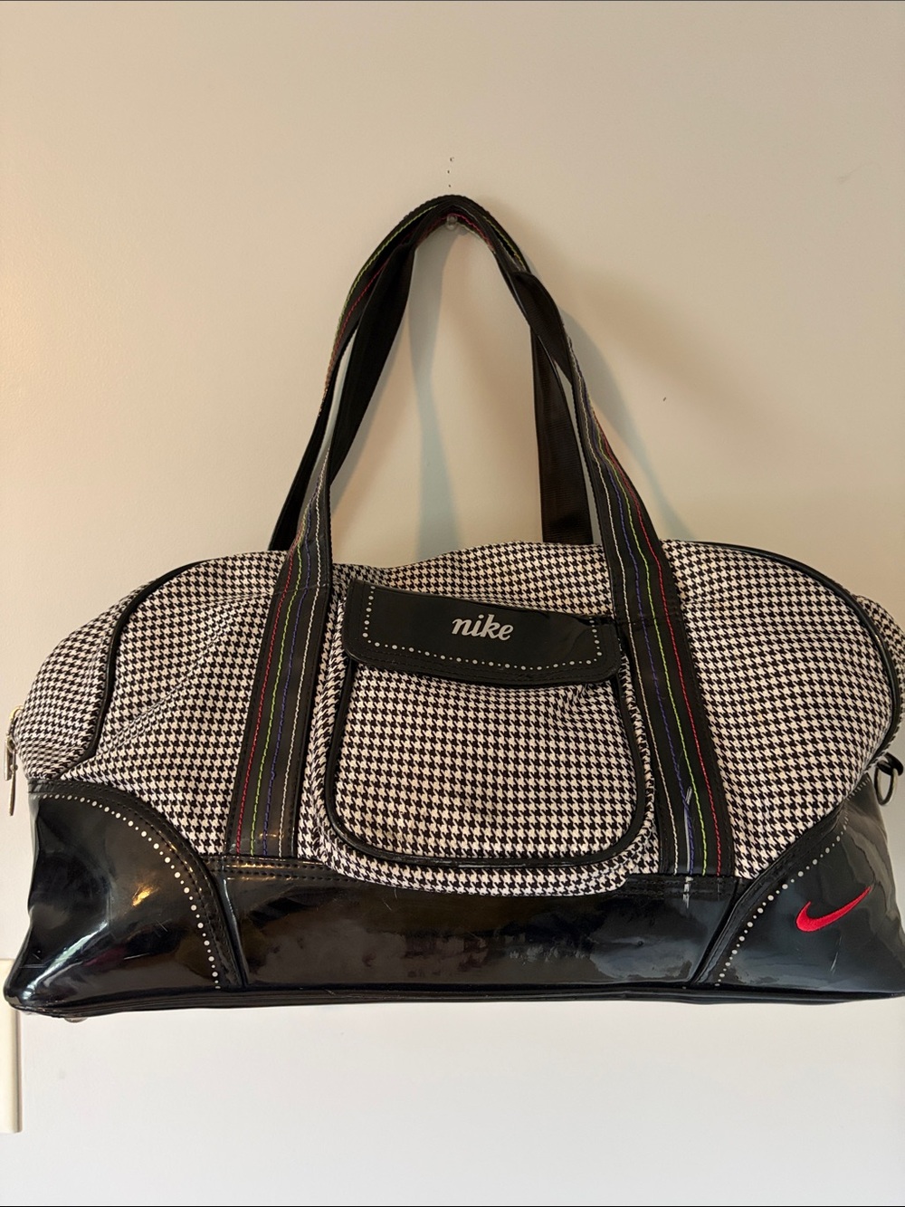 Nike Black & White Houndstooth Weekender with Pink Swoosh